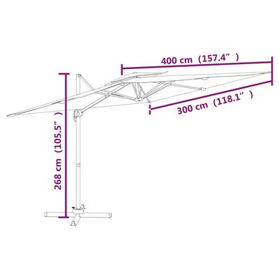 vidaXL Ampelschirm mit Doppeldach Grün 400x300 cm