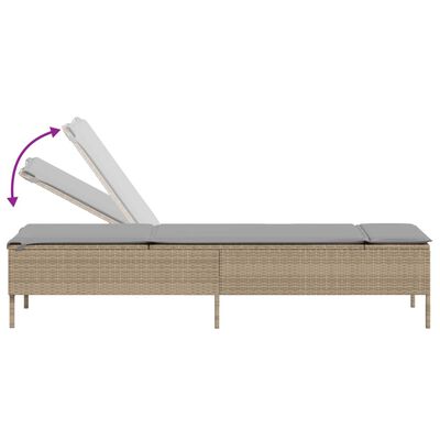 vidaXL Sonnenliege mit Auflage Beige Poly Rattan