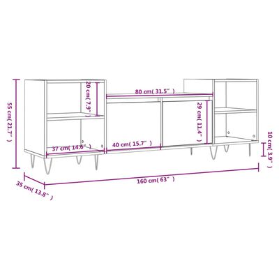 vidaXL TV-Schrank Grau Sonoma 160x35x55 cm Holzwerkstoff