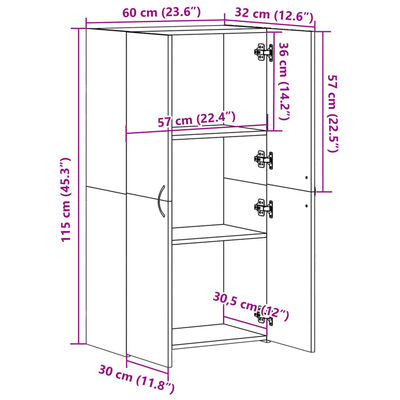 vidaXL Aktenschrank Betongrau 60x32x115 cm Holzwerkstoff