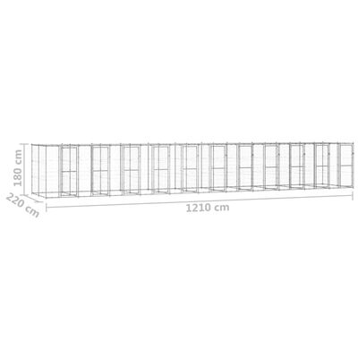 vidaXL Outdoor-Hundezwinger mit Überdachung Verzinkter Stahl 26,62 m²