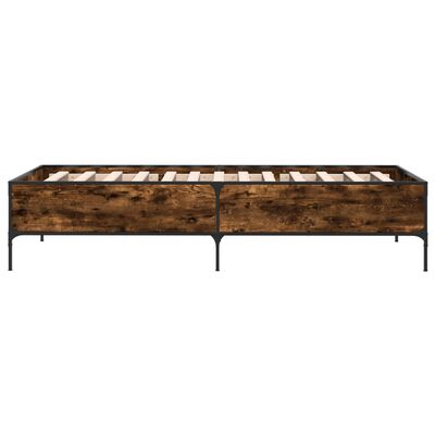 vidaXL Bettgestell Räuchereiche 75x190 cm Holzwerkstoff und Metall