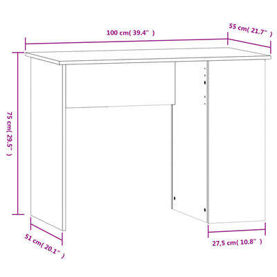 vidaXL Schreibtisch Grau Sonoma 100x55x75 cm Holzwerkstoff