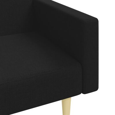 vidaXL Schlafsofa 2-Sitzer mit Fußhocker Schwarz Stoff