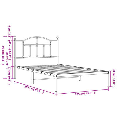 vidaXL Bettgestell mit Kopfteil Metall Weiß 100x200 cm