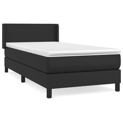 vidaXL Boxspringbett mit Matratze Schwarz 100x200 cm Kunstleder