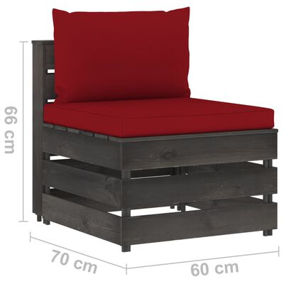 vidaXL 7-tlg. Garten-Lounge-Set mit Kissen Grau Imprägniertes Holz