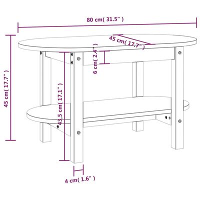 vidaXL Couchtisch Schwarz 80x45x45 cm Massivholz Kiefer