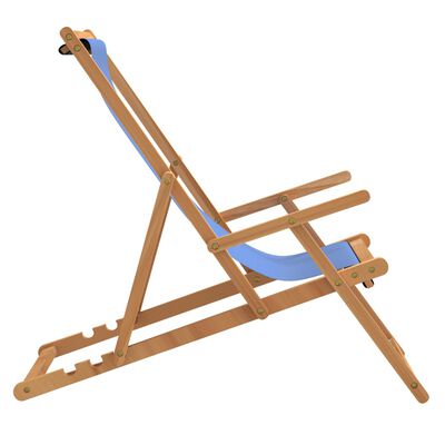 vidaXL Strandstuhl Klappbar Massivholz Teak Blau