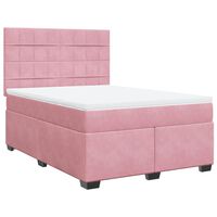 vidaXL Boxspringbett mit Matratze Rosa 140x190 cm Samt