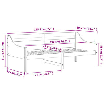 vidaXL Tagesbett 75x190 cm Massivholz Kiefer