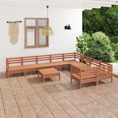 vidaXL 10-tlg. Garten-Lounge-Set Honigbraun Massivholz Kiefer