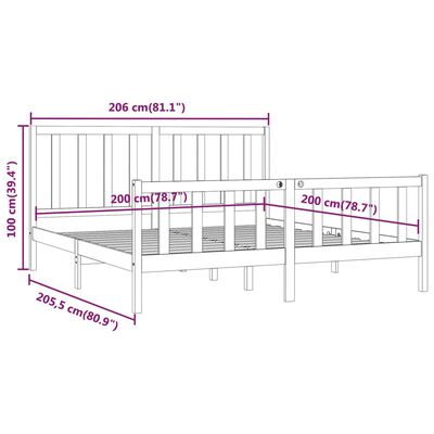 vidaXL Massivholzbett Honigbraun 200x200 cm