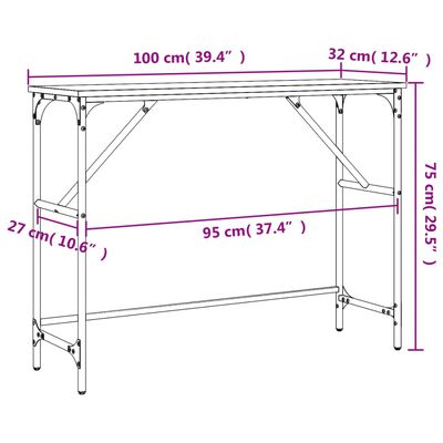 vidaXL Konsolentisch Schwarz 100x32x75 cm Holzwerkstoff