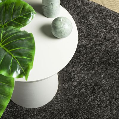 vidaXL Teppich ISTAN Hochflor Glänzend Anthrazit Ø 100 cm