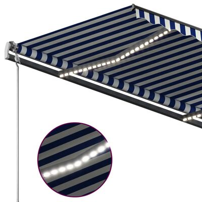 vidaXL Markise Manuell Einziehbar mit LED 3x2,5 m Blau und Weiß