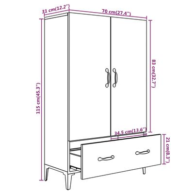 vidaXL Highboard Betongrau 70x31x115 cm Holzwerkstoff