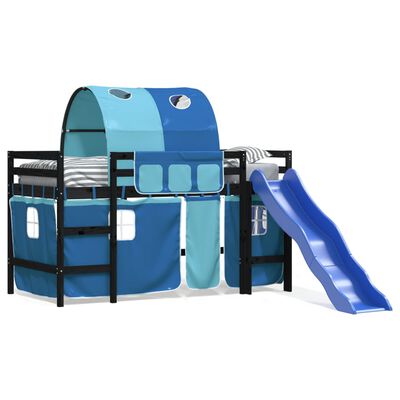 vidaXL Kinderhochbett mit Tunnel Blau 80x200 cm Massivholz Kiefer