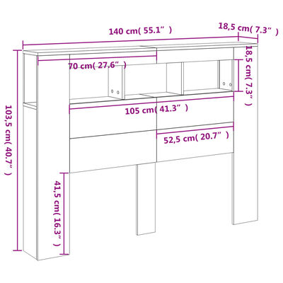 vidaXL LED-Kopfteil Weiß 140x18,5x103,5 cm Holzwerkstoff