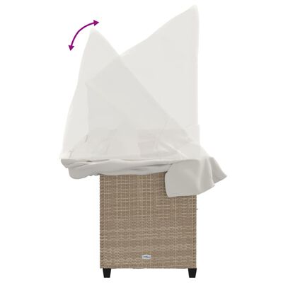 vidaXL Sonnenliege mit Dach und Kissen Beige Poly Rattan