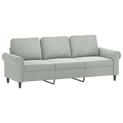 vidaXL 3-Sitzer-Sofa mit Zierkissen Hellgrau 180 cm Samt