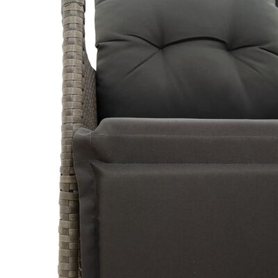 vidaXL Gartensofa 2-Sitzer Verstellbar mit Tisch Grau Poly Rattan