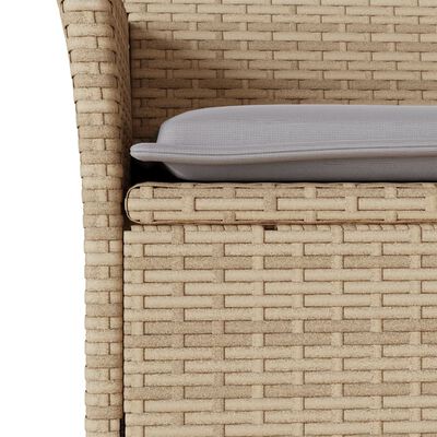 vidaXL 3-tlg. Bistro-Set mit Kissen Beige Poly Rattan und Glas