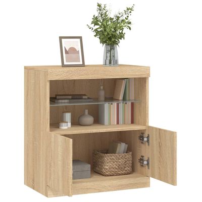 vidaXL Sideboard mit LED-Leuchten Sonoma-Eiche 60x37x67 cm