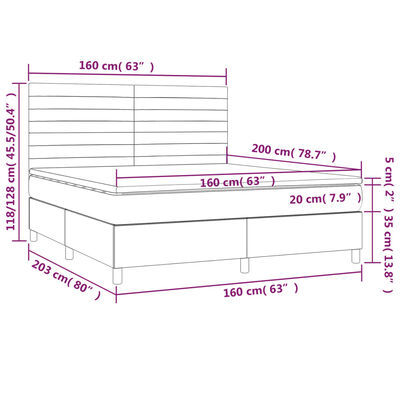 vidaXL Boxspringbett mit Matratze Rosa 160x200 cm Samt