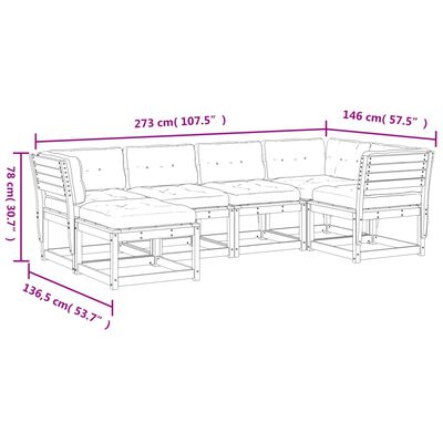 vidaXL 6-tlg. Garten-Sofagarnitur mit Kissen Massivholz Douglasie