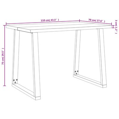 vidaXL Esstisch Baumkante 110x70x75 cm Massivholz Akazie