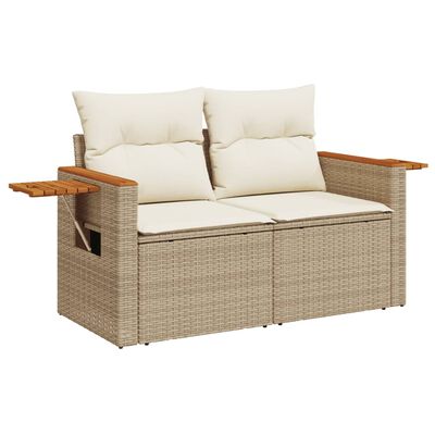 vidaXL 6-tlg. Garten-Sofagarnitur mit Kissen Beige Poly Rattan