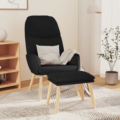 vidaXL Relaxsessel mit Hocker Schwarz Stoff