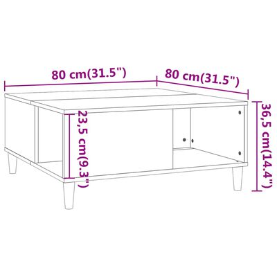 vidaXL Couchtisch Grau Sonoma 80x80x36,5 cm Holzwerkstoff