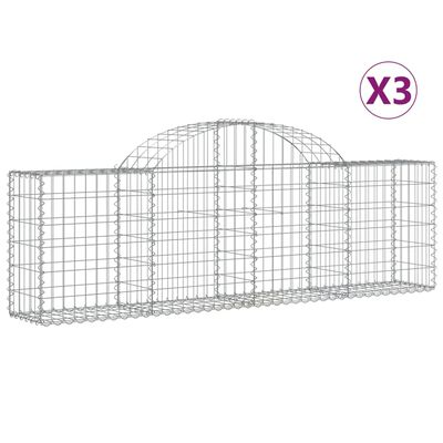 vidaXL Gabionen mit Hochbogen 3 Stk. 200x30x60/80 cm Verzinktes Eisen