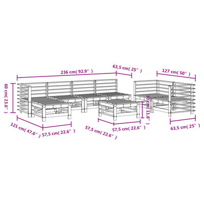 vidaXL 8-tlg. Garten-Lounge-Set Honigbraun Massivholz Kiefer