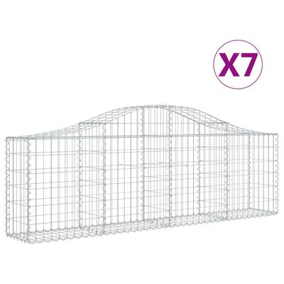 vidaXL Gabionen mit Hochbogen 7 Stk. 200x30x60/80 cm Verzinktes Eisen