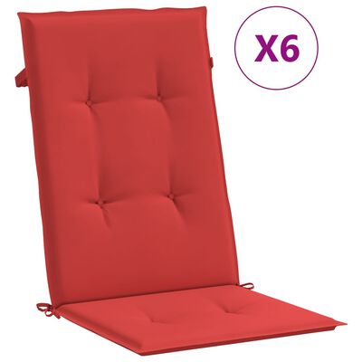 vidaXL Gartenstuhlauflagen für Hochlehner 6 Stk. Rot 120x50x3 cm Stoff