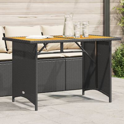 vidaXL Gartentisch mit Holzplatte Schwarz 110x68x70 cm Poly Rattan