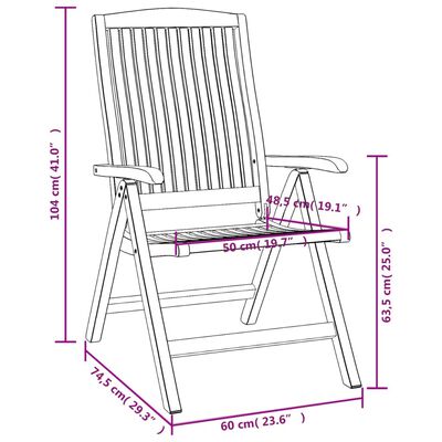 vidaXL Gartenstühle 6 Stk. Verstellbar Massivholz Teak