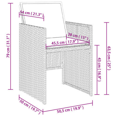 vidaXL 17-tlg. Garten-Essgruppe mit Kissen Schwarz Poly Rattan