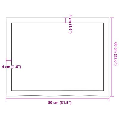 vidaXL Waschtischplatte 80x60x(2-4) cm Massivholz Unbehandelt