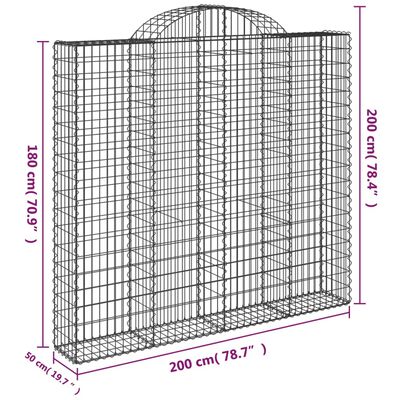 vidaXL Gabionen mit Hochbogen 5 Stk. 200x50x180/200cm Verzinktes Eisen