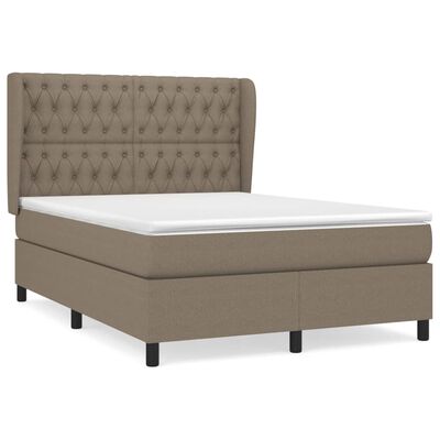 vidaXL Boxspringbett mit Matratze Taupe 140x200 cm Stoff