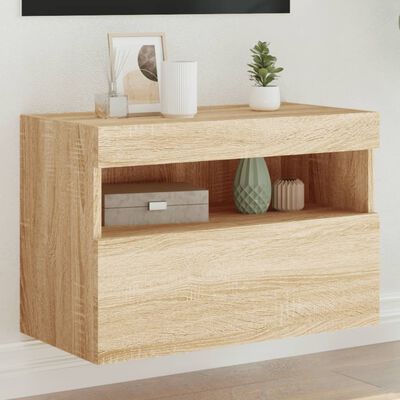 vidaXL TV-Wandschrank mit LED-Leuchten Sonoma-Eiche 60x30x40 cm