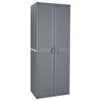 vidaXL Gartenschrank Grau 65x45x172 cm PP Rattan