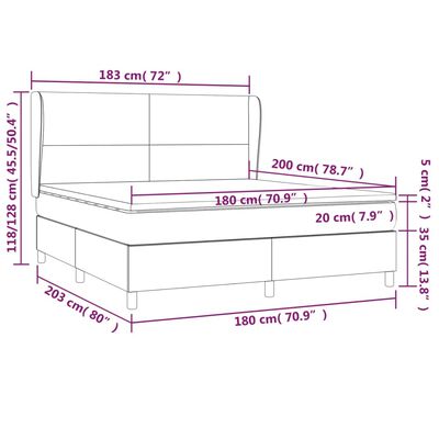 vidaXL Boxspringbett Matratze Cappuccino-Braun 180x200 cm Kunstleder