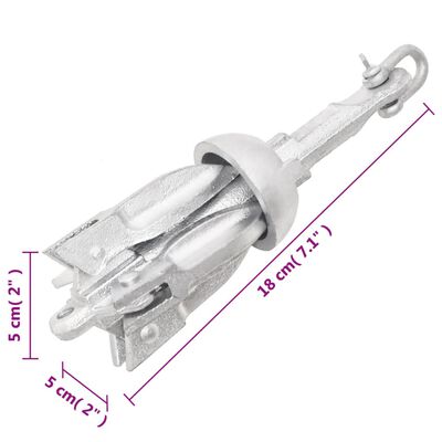 vidaXL Klappanker Silbern 0,7 kg Temperguss