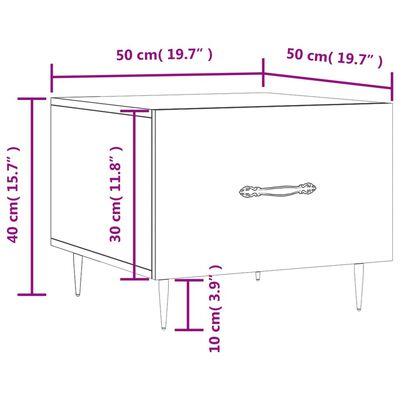 vidaXL Couchtisch Räuchereiche 50x50x40 cm Holzwerkstoff