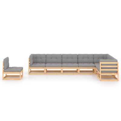 vidaXL 8-tlg. Garten-Lounge-Set mit Kissen Massivholz Kiefer